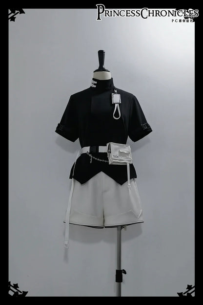 Princess Chronicles - White Cat - Futuristic Style Cool Lolita Pants Suit With Cat Ear Coat