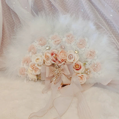 Cat Fairy - Elegant Lolita BNT Handmade Tea Party Necklace and Feather Fan