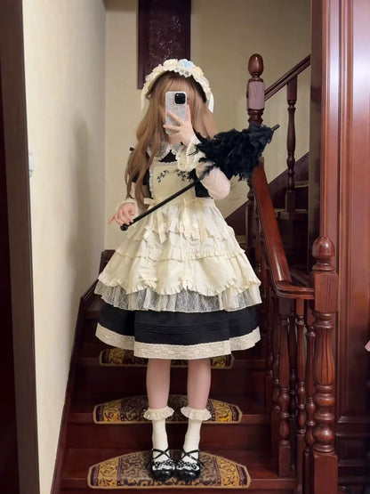 Uncle's Workshop - Mist among Flowers - Sweet Lolita OP Ruffles Lolita Apron and KC