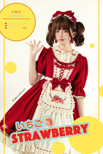 Strawberry Witch - Tochigi Girl - Sweet Lolita Strawberry Embroidered Dress