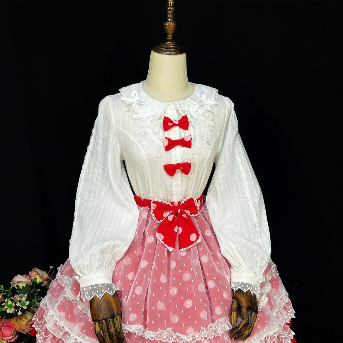 DMFS Lolita - Shank Lollipop - Cotton Lolita Blouse Doll Collar Bow Sweet Inner Top