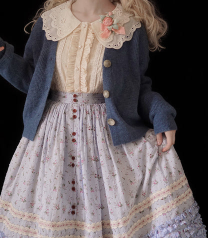 Miss Point - Flowers with Alice - Vintage Lolita Winter Fall Knitted Sweater Coat