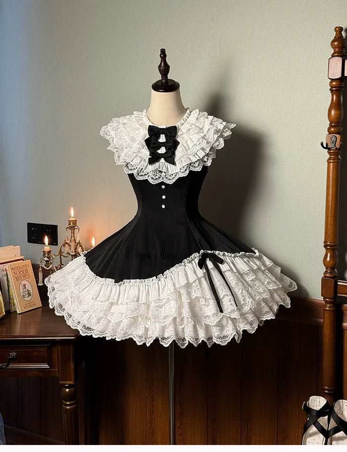 Alice Girl - Arrogant Miss - Sweet Lolita Jumper Dress with Tiered Lace Dress