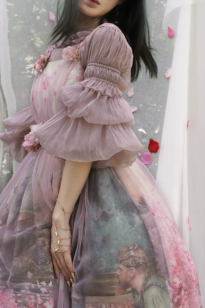 Balladeer - Classic Lolita Shirt Puff Sleeves Open Shoulder Blouse