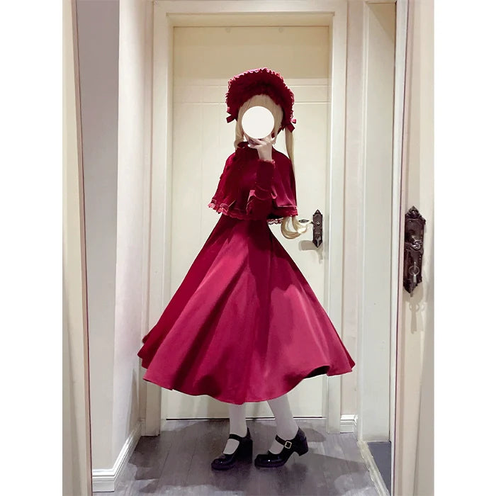 KINOKOKO - Aslan Blessings - Classic Lolita OP Seven-panel Slim Fit Dress with Cape