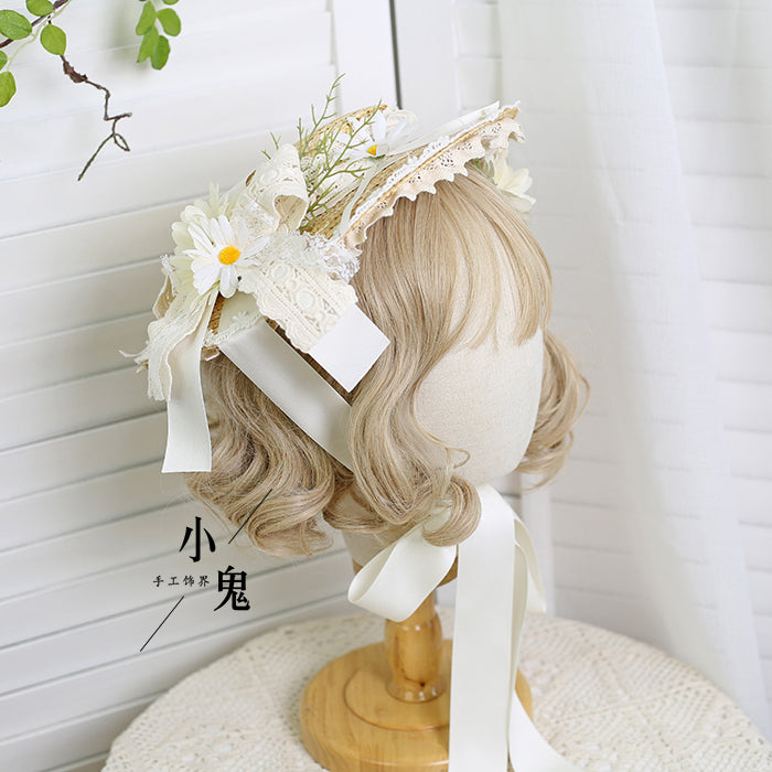 Xiaogui - Flower Lolita Tea Party Straw Hat