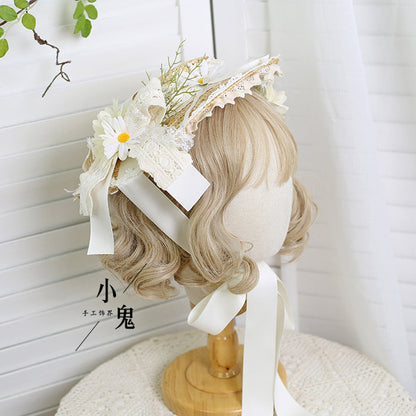 Xiaogui - Flower Lolita Tea Party Straw Hat