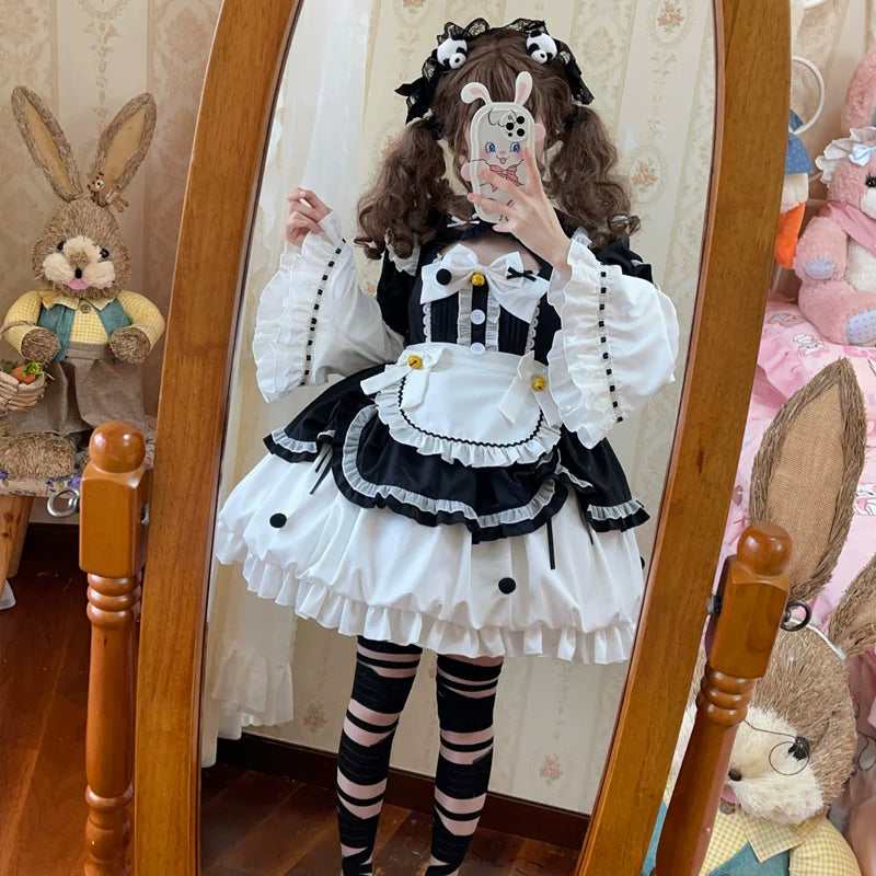 Hanguliang - Cute Maid Lolita Apron OP Dress