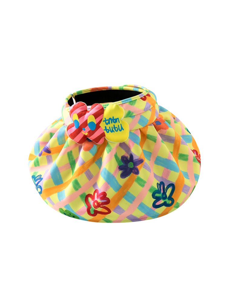 Plaid flower summer hat【s0000002762】