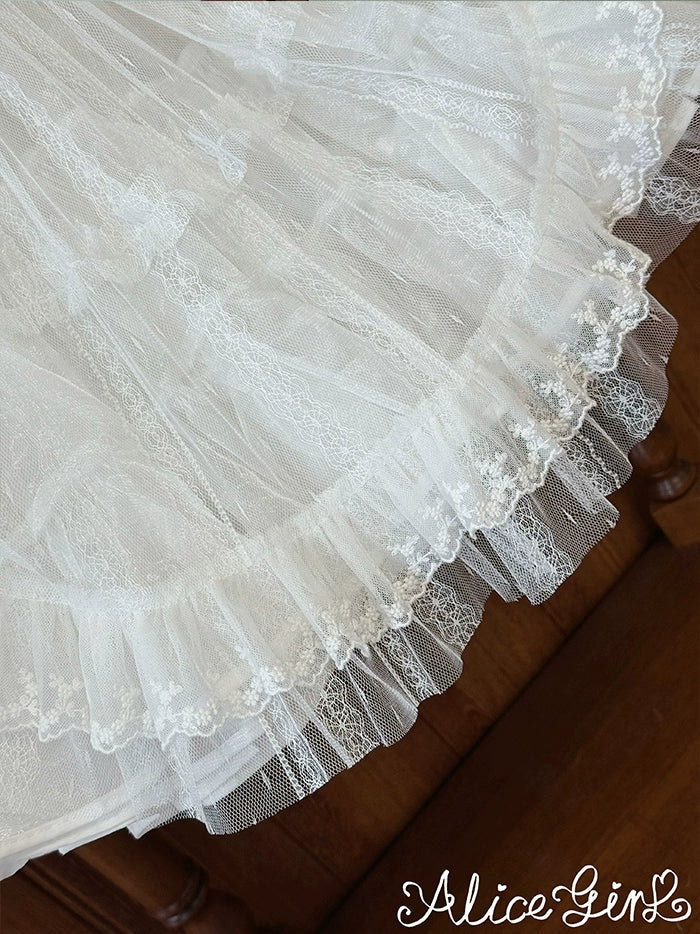 Alice Girl - Elegant Lolita Embroidered Apron with Adjustable Strap