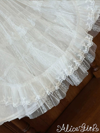 Alice Girl - Elegant Lolita Embroidered Apron with Adjustable Strap