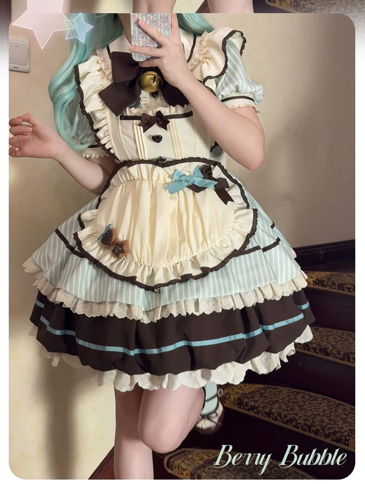 Sakurahime - Berry Bubble - Kawaii Lolita OP Tiered Ruffles Apron Lolita Dress