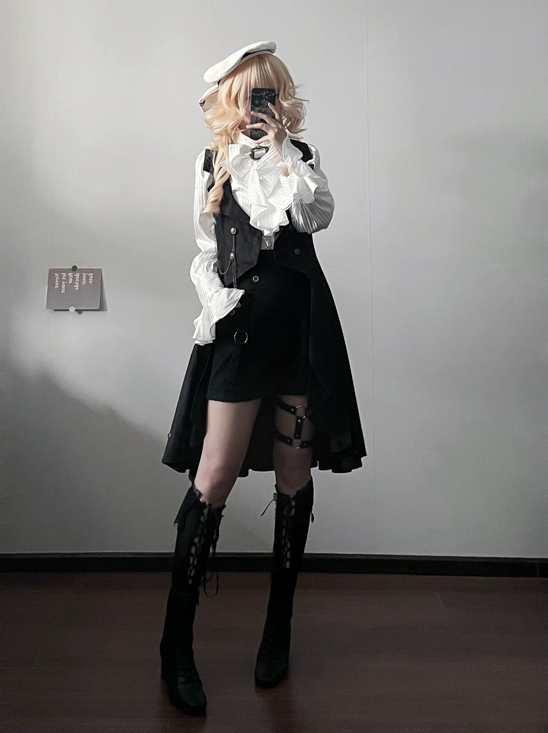 Gazing Galactic - Moonstone - Ouji Lolita Black Vest Prince Long Trailing Vest