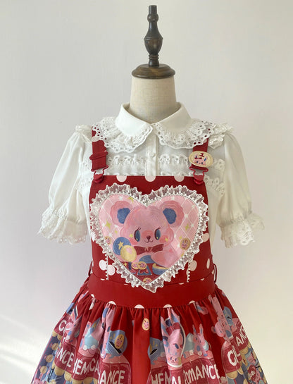 Little Dipper - Cherry Xiaobei - Daily Lolita Splicing Sleeve Lace Shirt