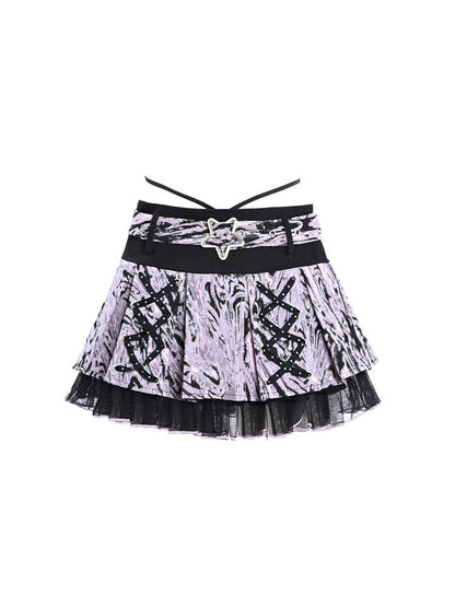 Low waist A-line pleated skirt【s0000002456】