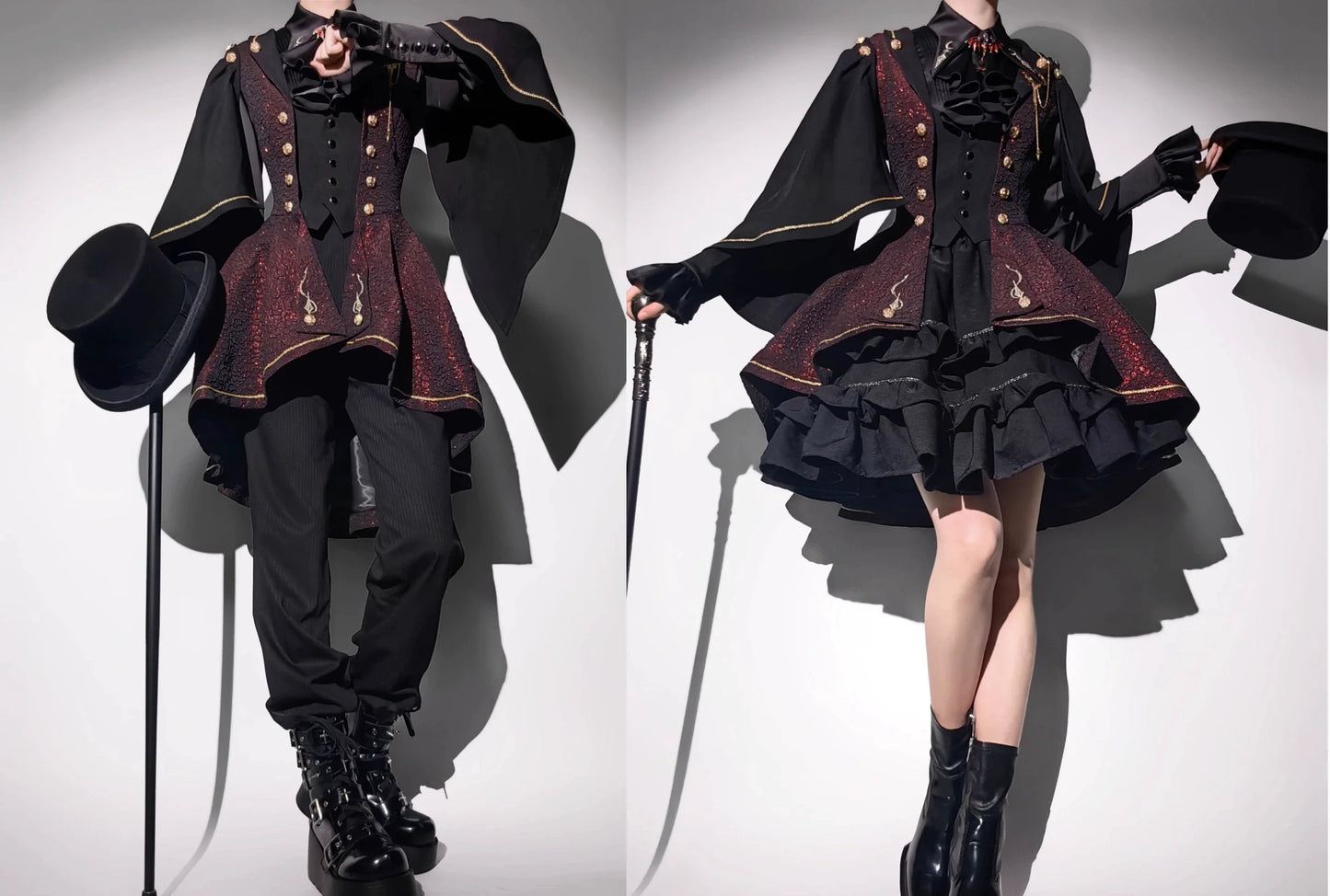 SilentMars - Fallen Moon Rule - Military Lolita Shirt Set Retro Knight Style Blouse