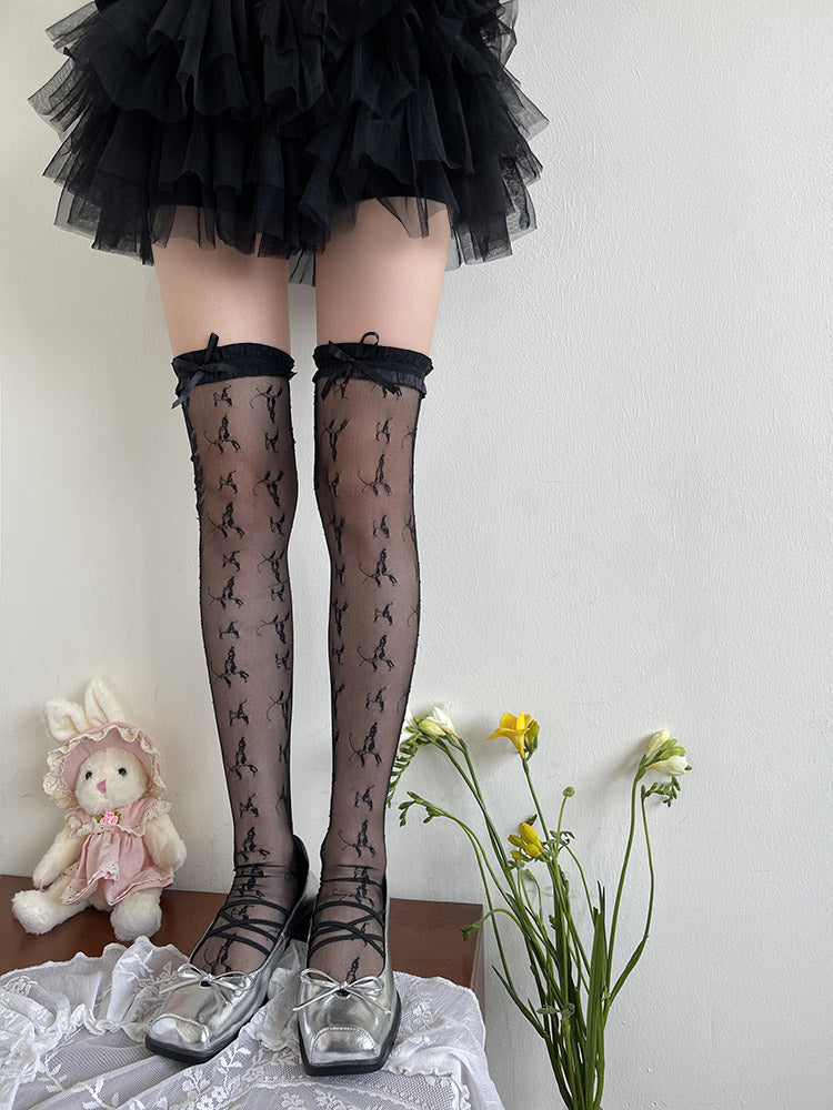 WAGUIR - Rose Story - Sweet Lolita Socks Thigh High Thin Lace Stockings