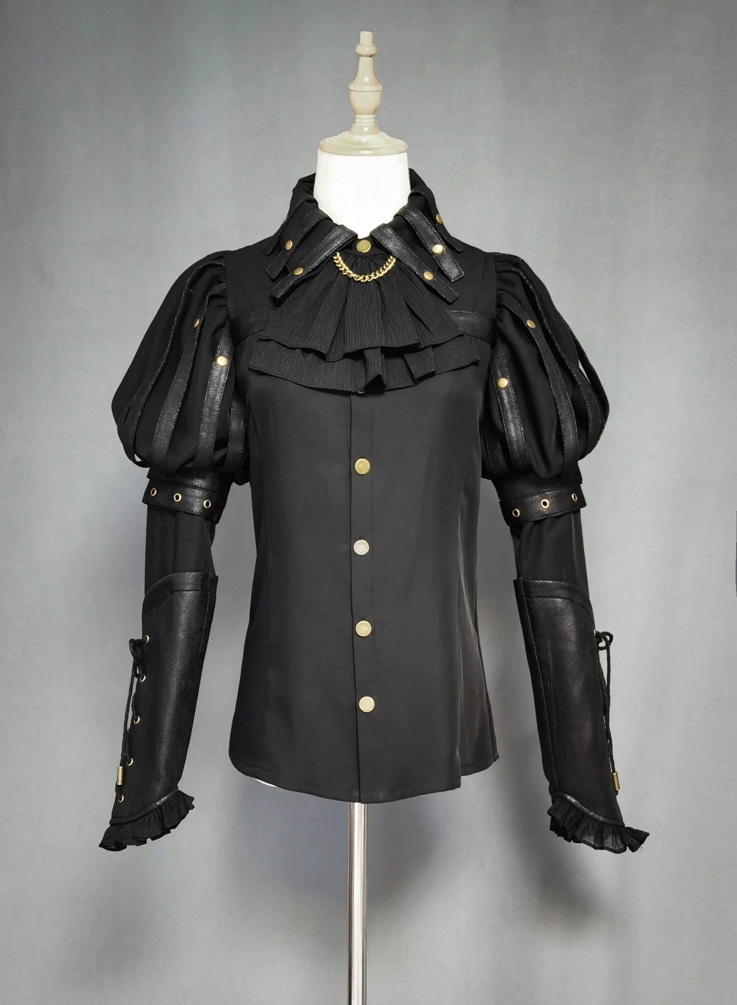 FOXTROT - Black Mist Beloved - Corset Gothic Lolita SK, Shirt, Faux Leather Cage Overlay