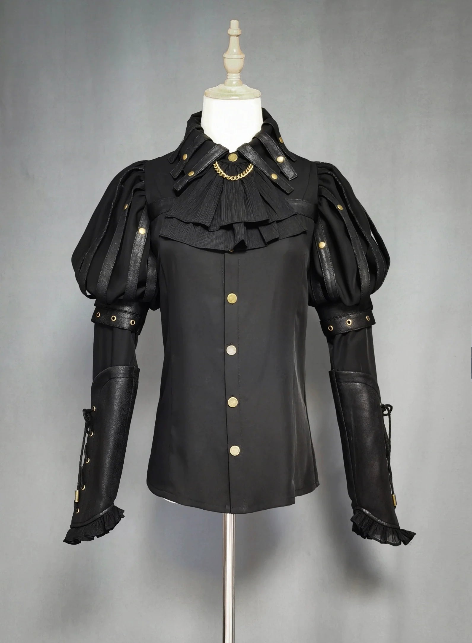 FOXTROT - Black Mist Beloved - Corset Gothic Lolita SK, Shirt, Faux Leather Cage Overlay