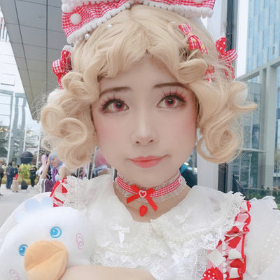 MaoJiang Handmade - Kawaii Red Bow Strawberry Choker