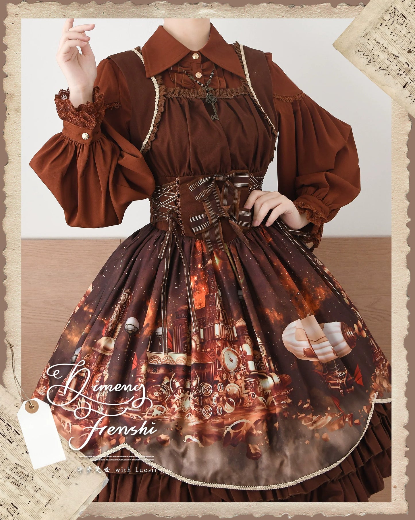 DMFS Lolita - Night Banquet - Pointed Collar Classic Lolita Shirt, Long Sleeve