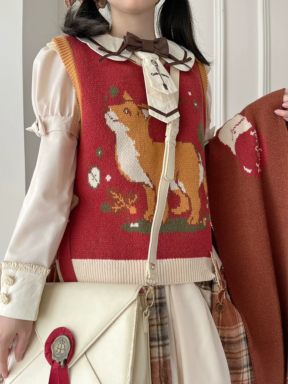 Miss Point - Chubby Fox in the Forest - Kawaii Lolita Vest Customized Lolita Sweater
