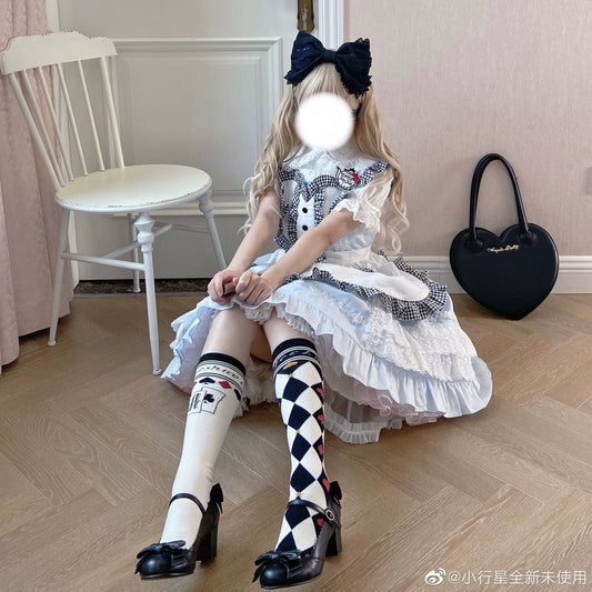 Yukines Box - Daily Lolita Cotton Asymmetric Print Socks