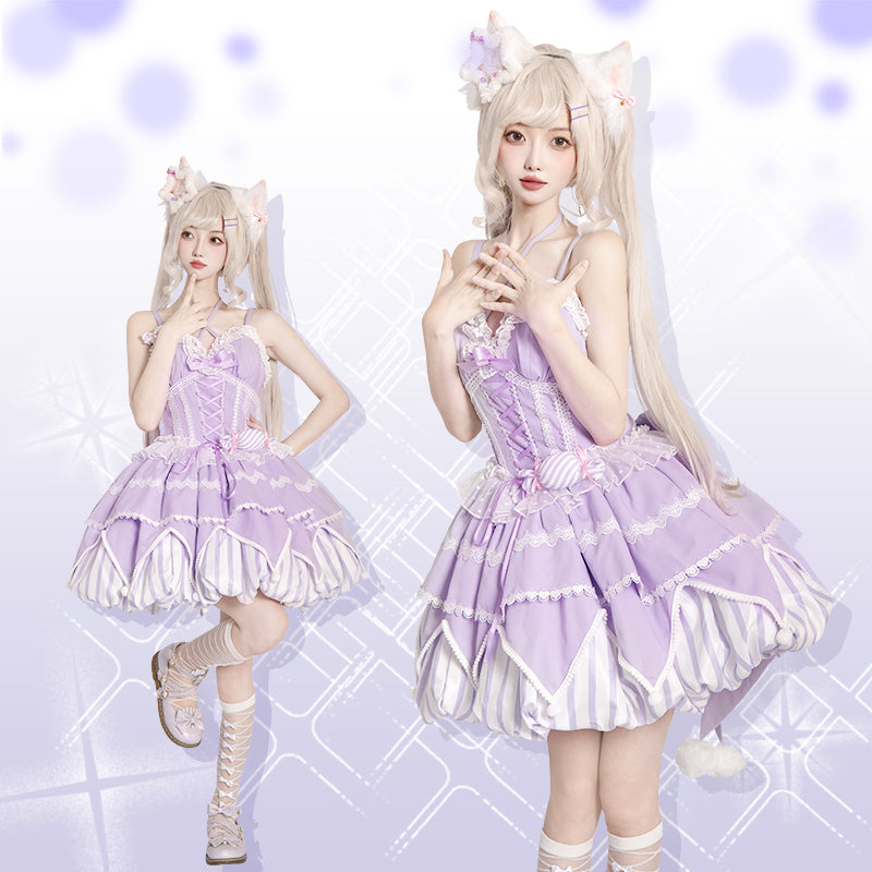 OCELOT - Sweety Gummy - Sweet Lolita JSK Dress Big Bow Flower Bud Lolita Dress