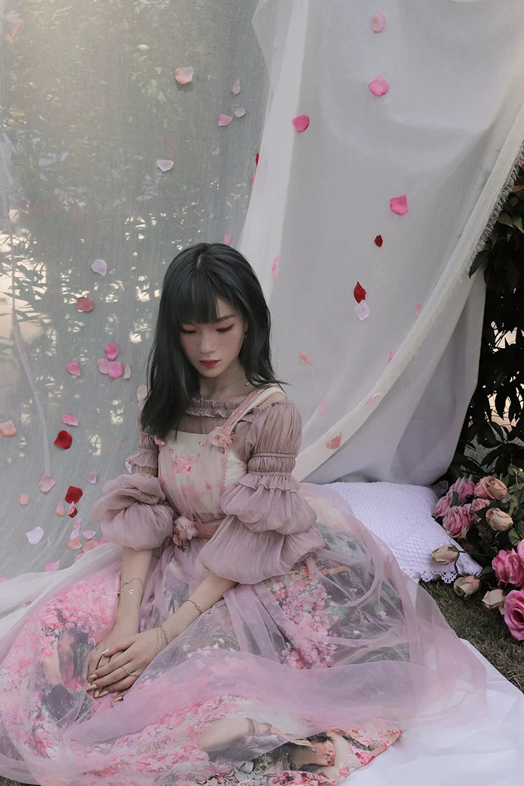 Balladeer - Classic Lolita Shirt Puff Sleeves Open Shoulder Blouse