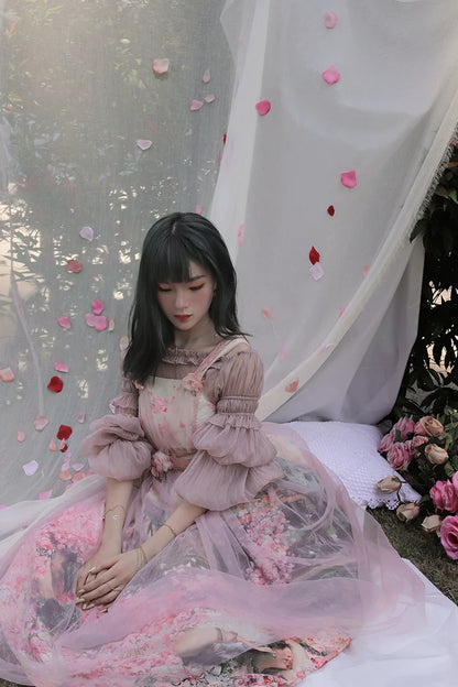 Balladeer - Classic Lolita Shirt Puff Sleeves Open Shoulder Blouse