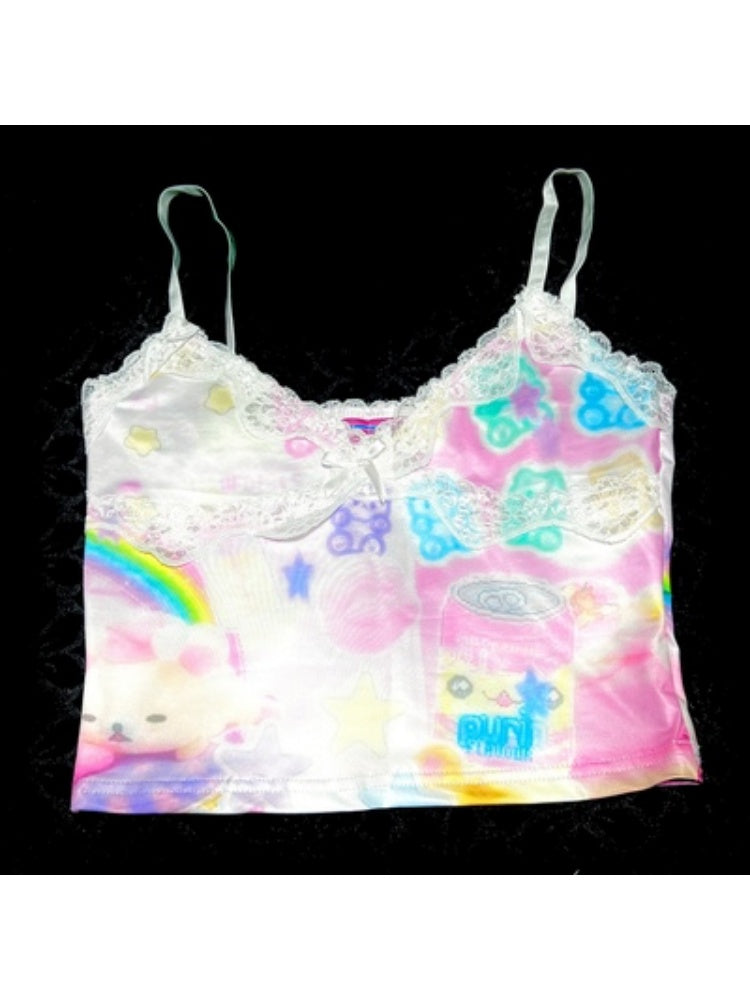 Fancy Pop Print Lace Camisole【s0000002518】