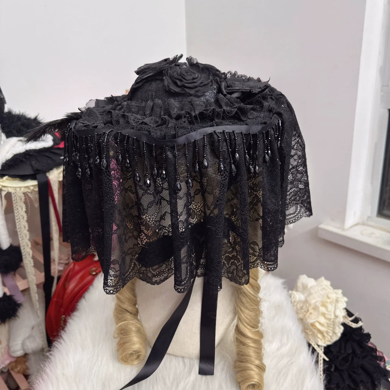 Chestnut Lolita - Gothic Lolita Hat Widow Hat Black Headdress