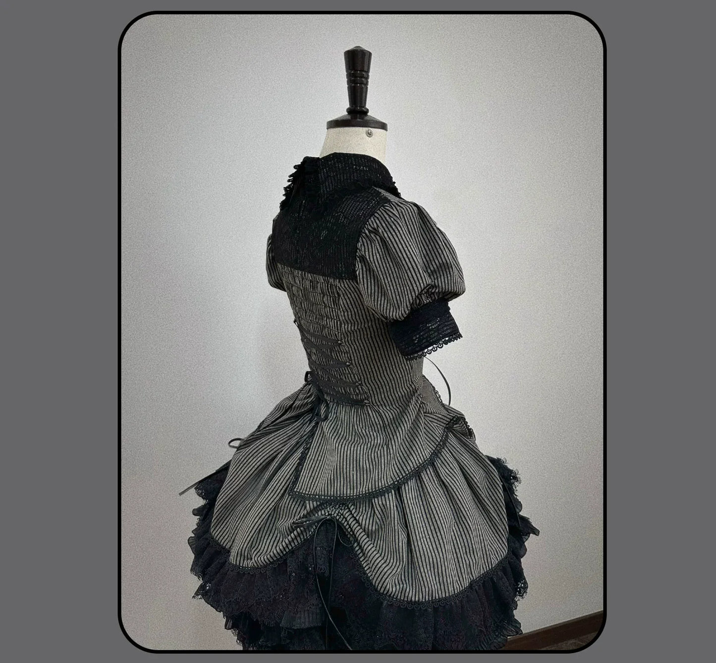 Susin Lolita - Striped Cross - Gothic Coordinated Lolita Set, Adjustable Blouse & Skirt