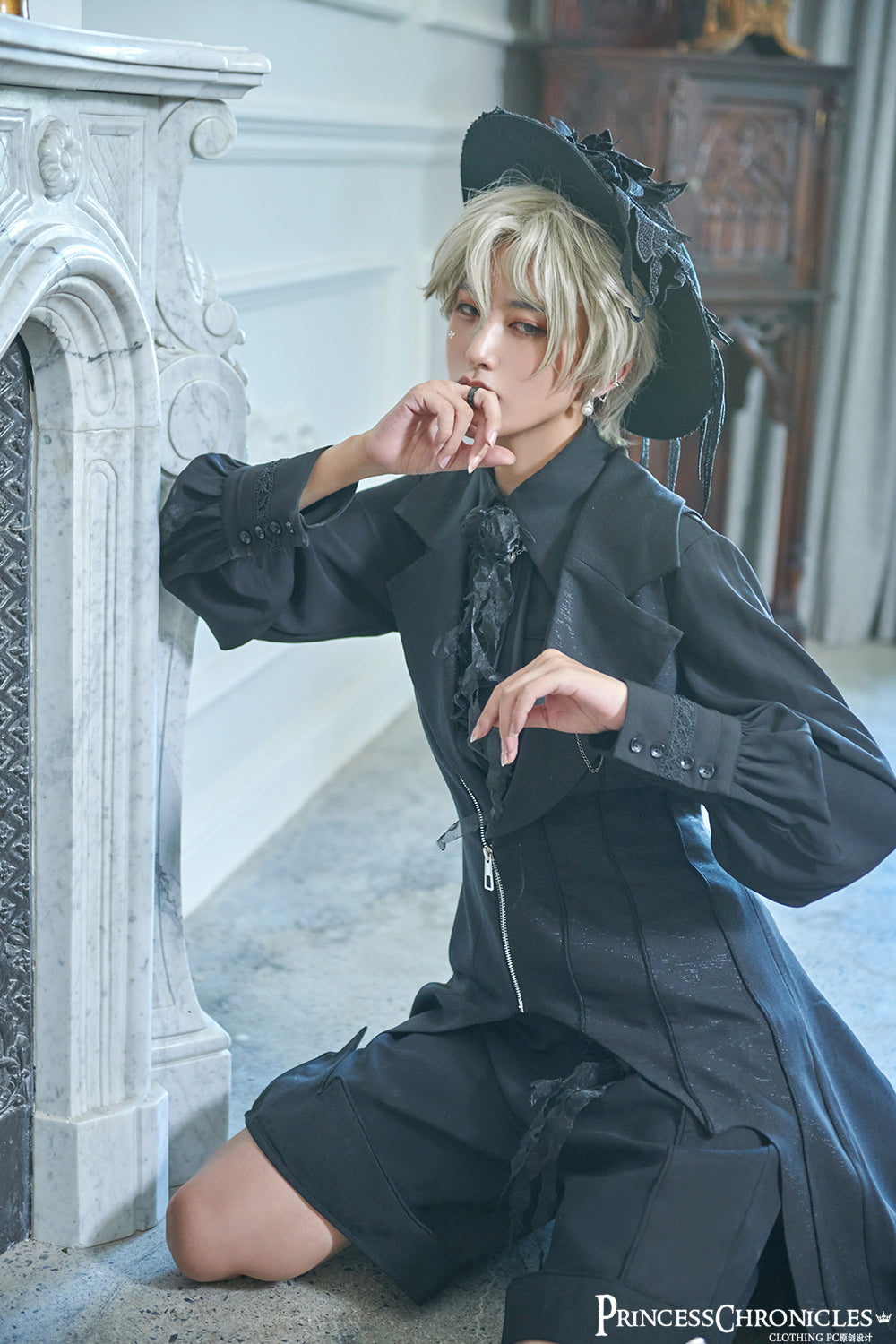 Princess Chronicles - Wind - Ouji Lolita Black Long Vest