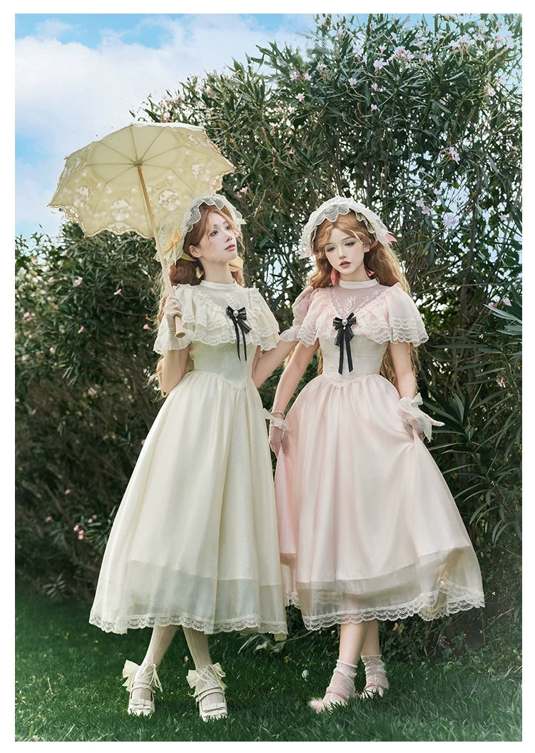 With PUJI - Morning Mist Estate - Twins Classic Lolita OP Dress, Edward Collar