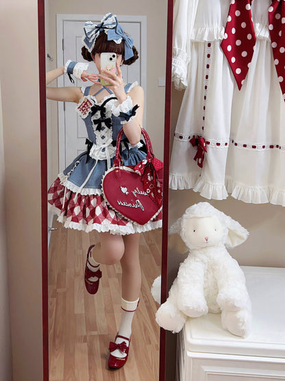 Kuma - Sweet Cowboy - Sweet Lolita Pastel Colors Denim Skirt Set