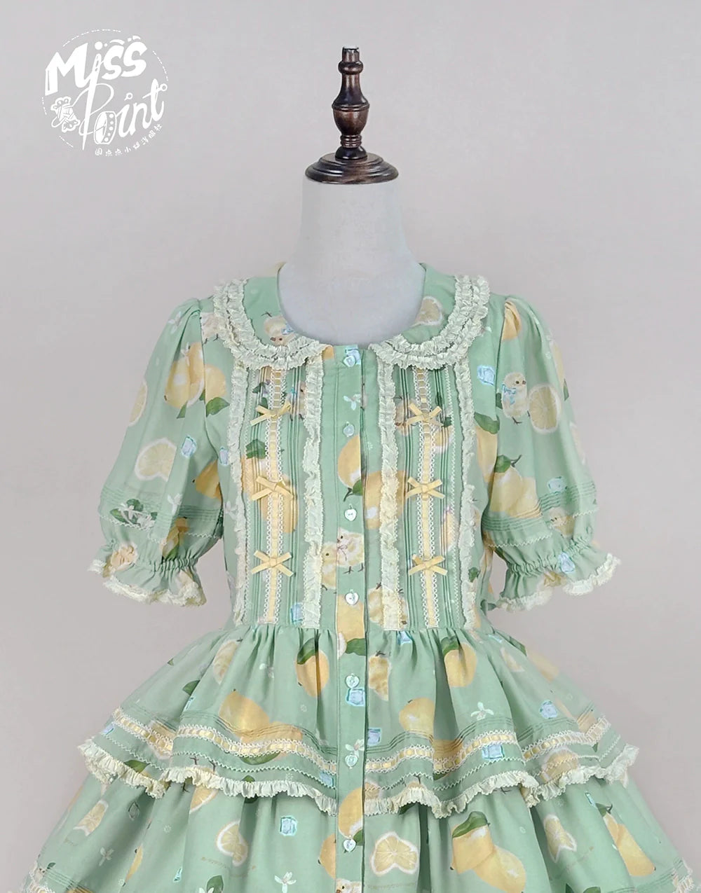 Miss Point - Lemon Chick - Country Lolita Printed OP With Button Front