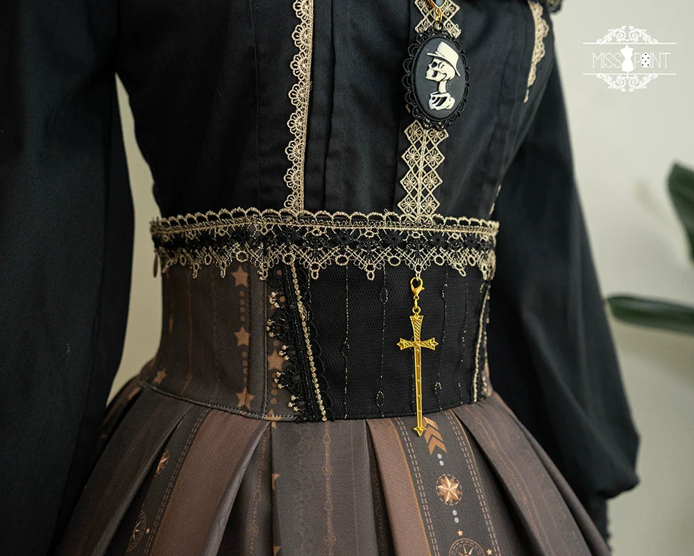 Miss Point - Demon Hunting Notes - Fishbone Gothic Lolita Skirt