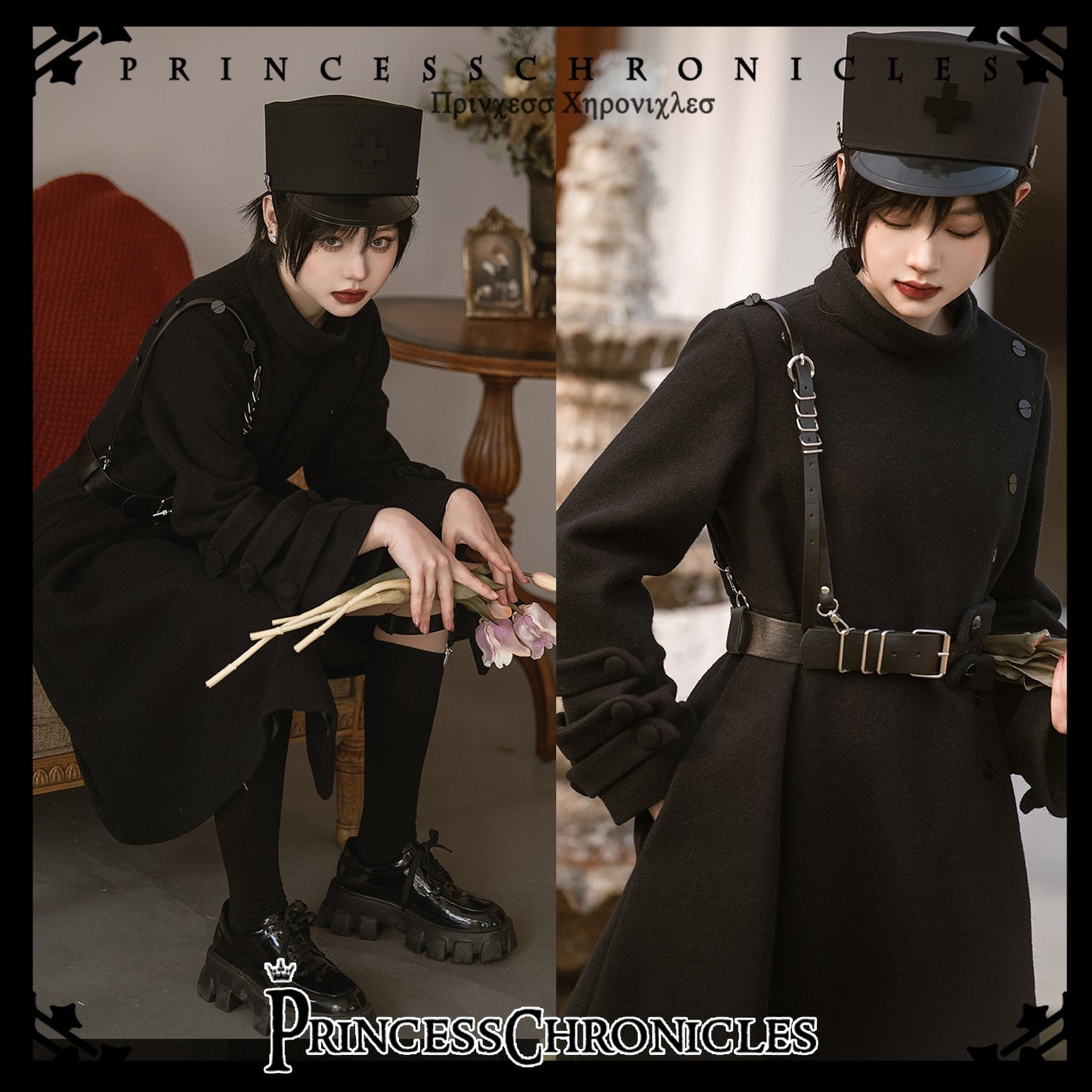 Princess Chronicles - Ouji Lolita Winter Black Long Coat