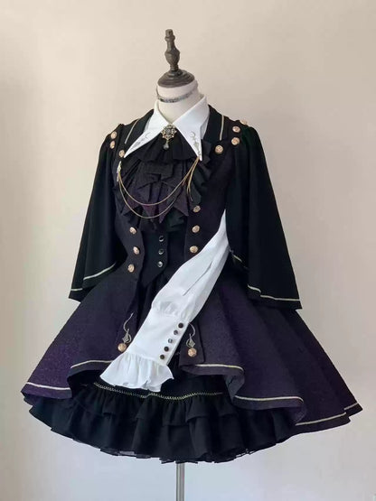 SilentMars - Law of the Fallen Moon - Retro Lolita Vest Coat Suit Knight Style Skirt