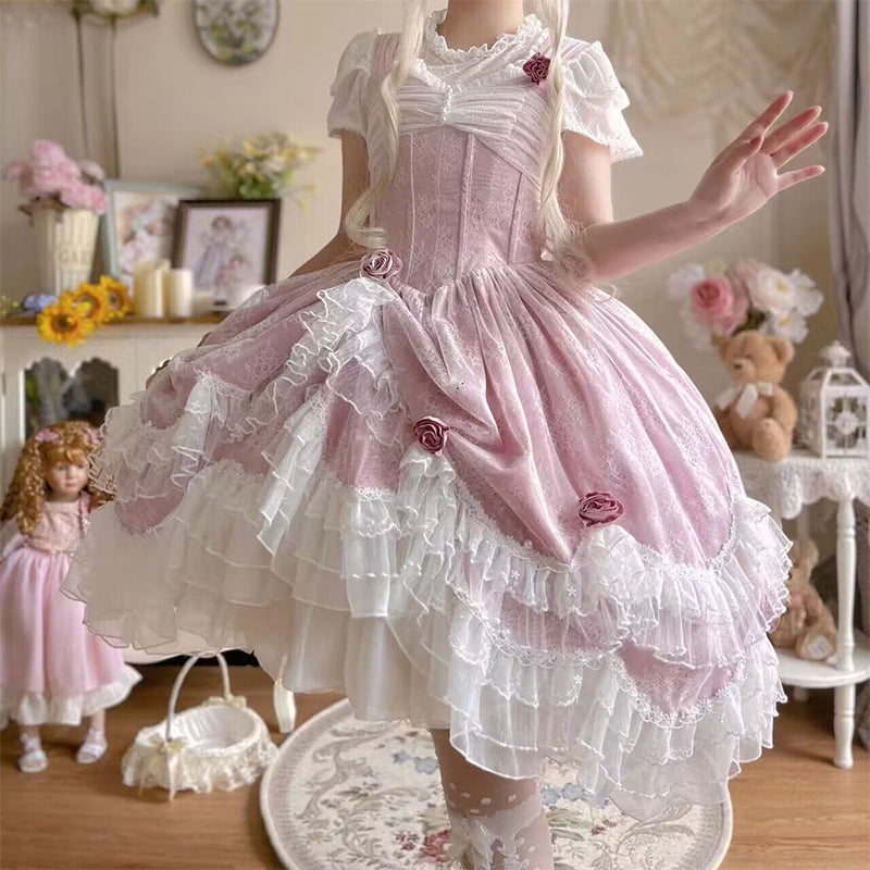 Sakurada Fawn - Manta - Plus Size Sweet Lolita JSK Dress with Rose Decoration