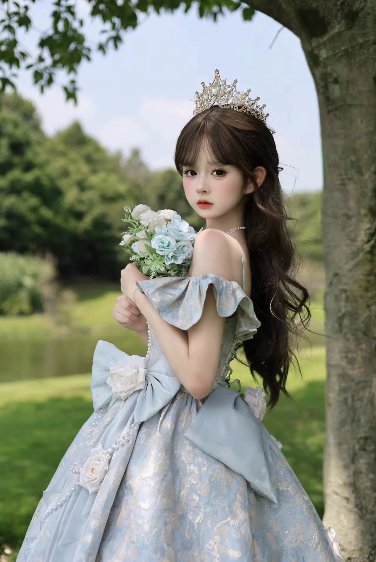 Nectarine White Tea - Rossia Salutes - Embossed Jacquard, Rose Accent, Bridal Wedding Lolita JSK Dress