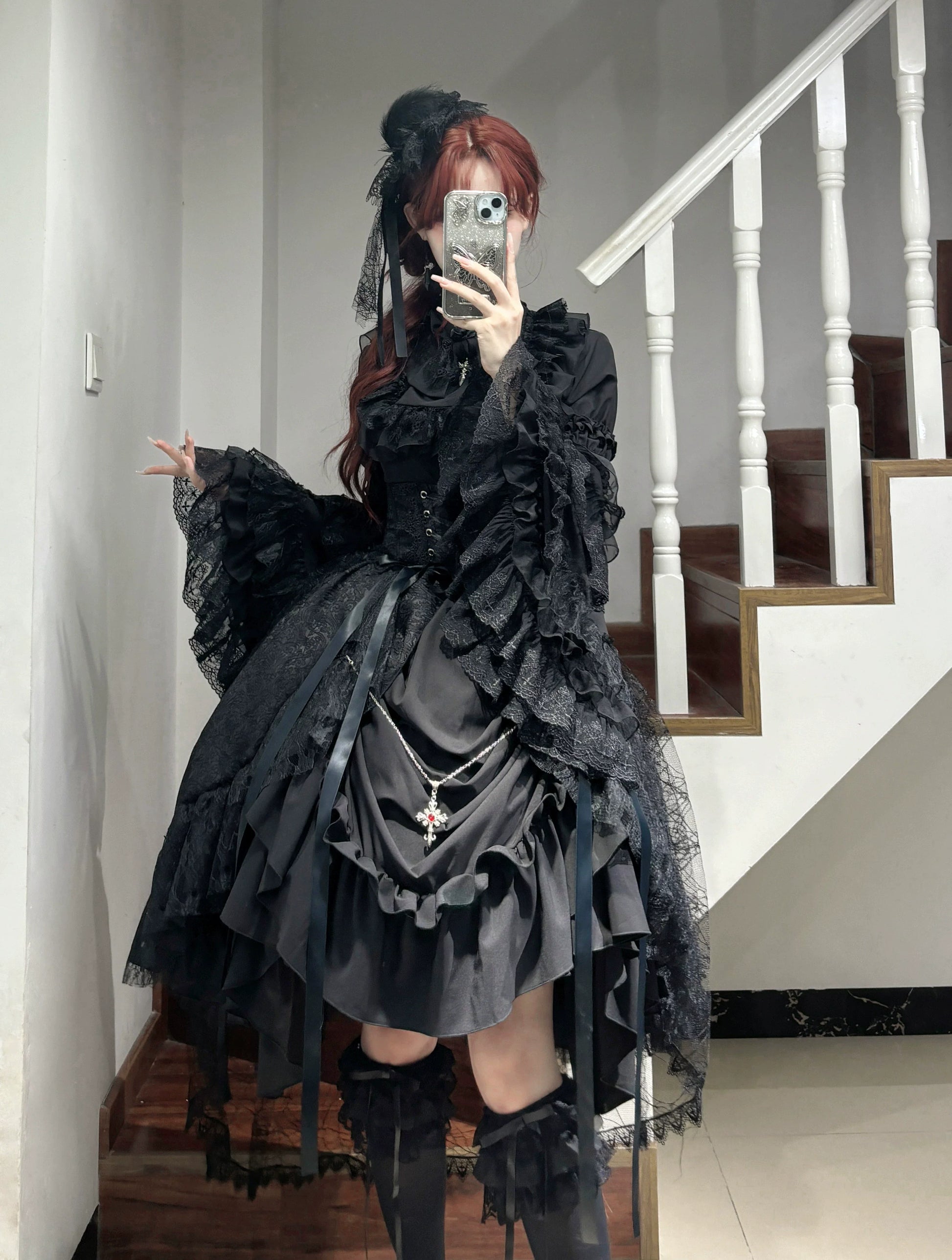 Nightingale Girl - Eternal Taboo - Gothic Lolita Dress with Princess Sleeve Shirt