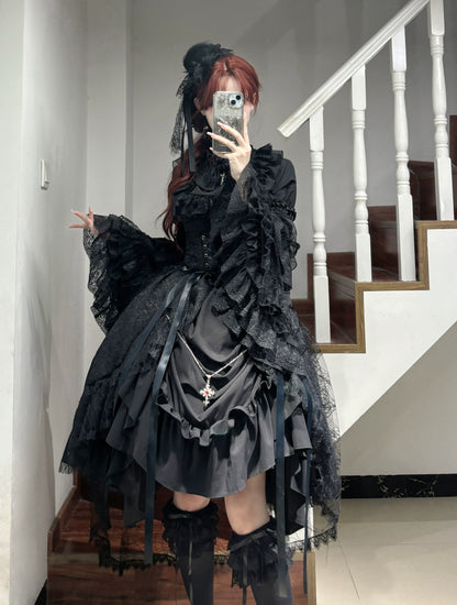 Nightingale Girl - Eternal Taboo - Gothic Lolita Dress with Princess Sleeve Shirt