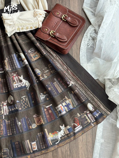 Miss Point - German Bookshelf - Classic Lolita SK, Detachable Suspenders