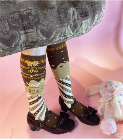 Yukines Box - Kawaii Lolita Chocolate Color Cotton Socks