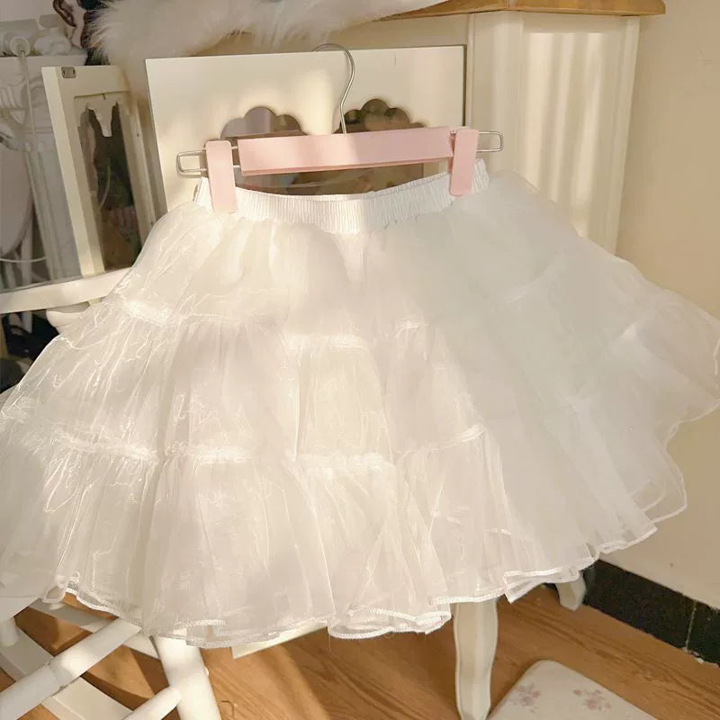 Hanguliang - Daily Lolita Petticoat 35CM White Short Soft Yarn Pannier for Summer