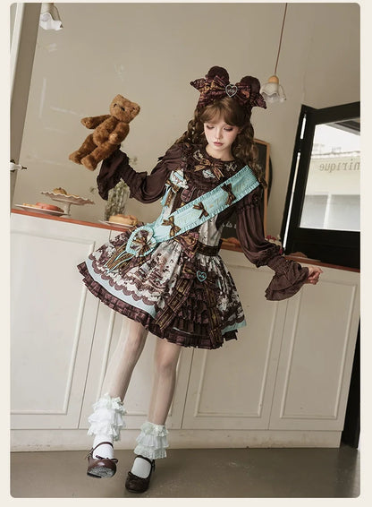 Alice Girl - Bear Chocolate Bar - Kawaii Lolita JSK & Salopette Dress