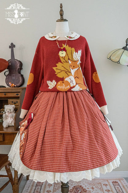 Miss Point - Chubby Fox in the Forest - Kawaii Lolita Sweater Customized Winter Lolita Couple Outfit