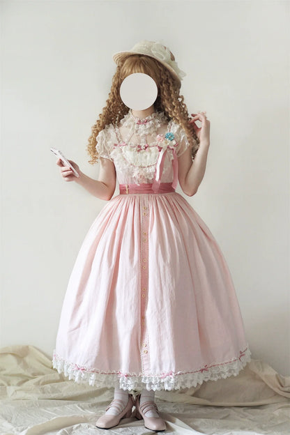 Uncle's Workshop - Fluttering Cherry Spring Strings - Cotton Sweet Lolita JSK Dress